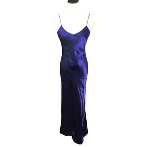 Vintage Nikki by Nikki Livas Satin Slip Maxi Dress Size Small Purple Party